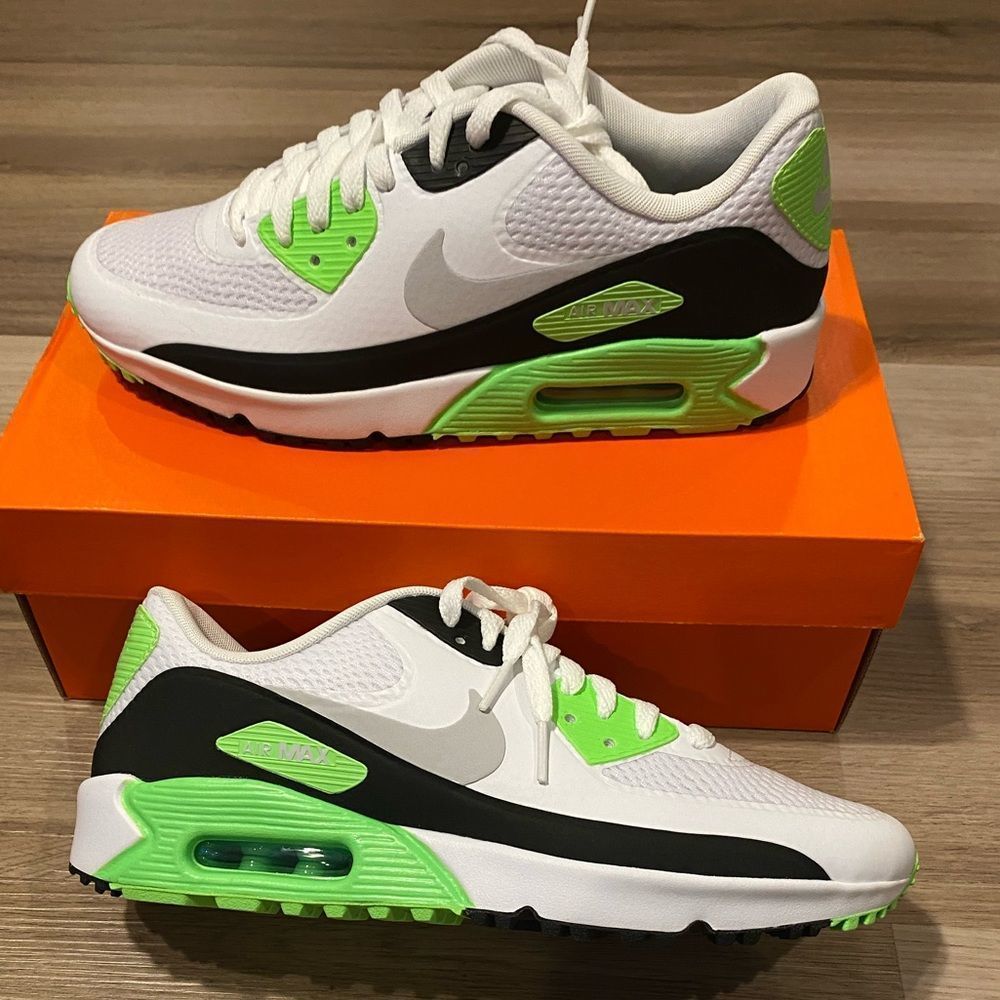 Nike Air Max 90 Golf Flash Lime Green White Men's Size 8.5 Women's 10 CU9978-100